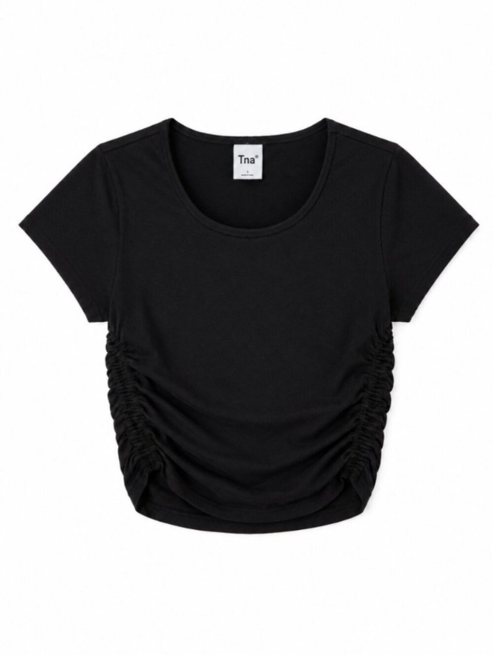 Aritzia TNA Black Side-Ruched Crop Tee Size S